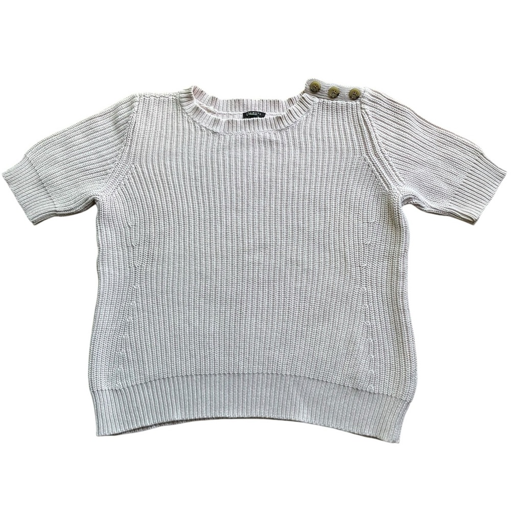 Talbots Cream Short Sleeve Sweater Light Pink